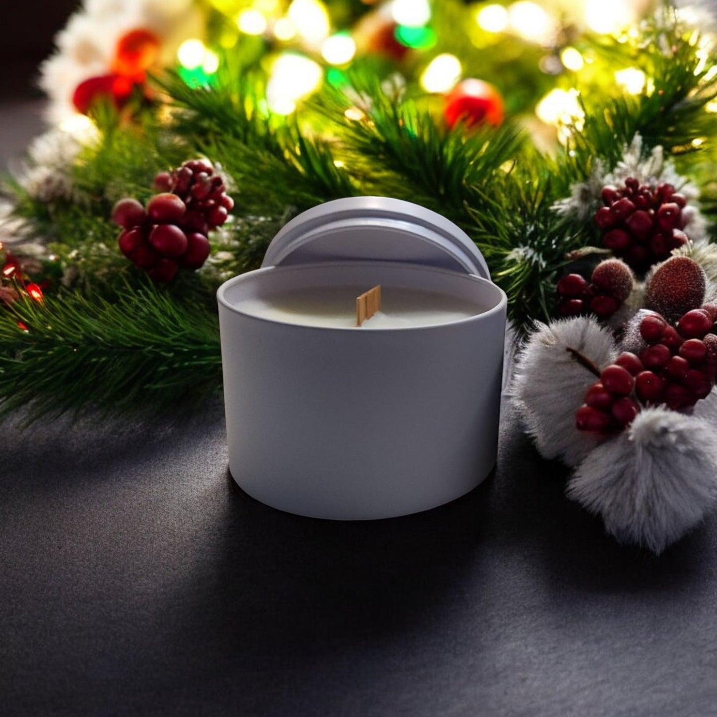 Holiday Magic Scented Soy Wax Candle with Crackling Wood Wick